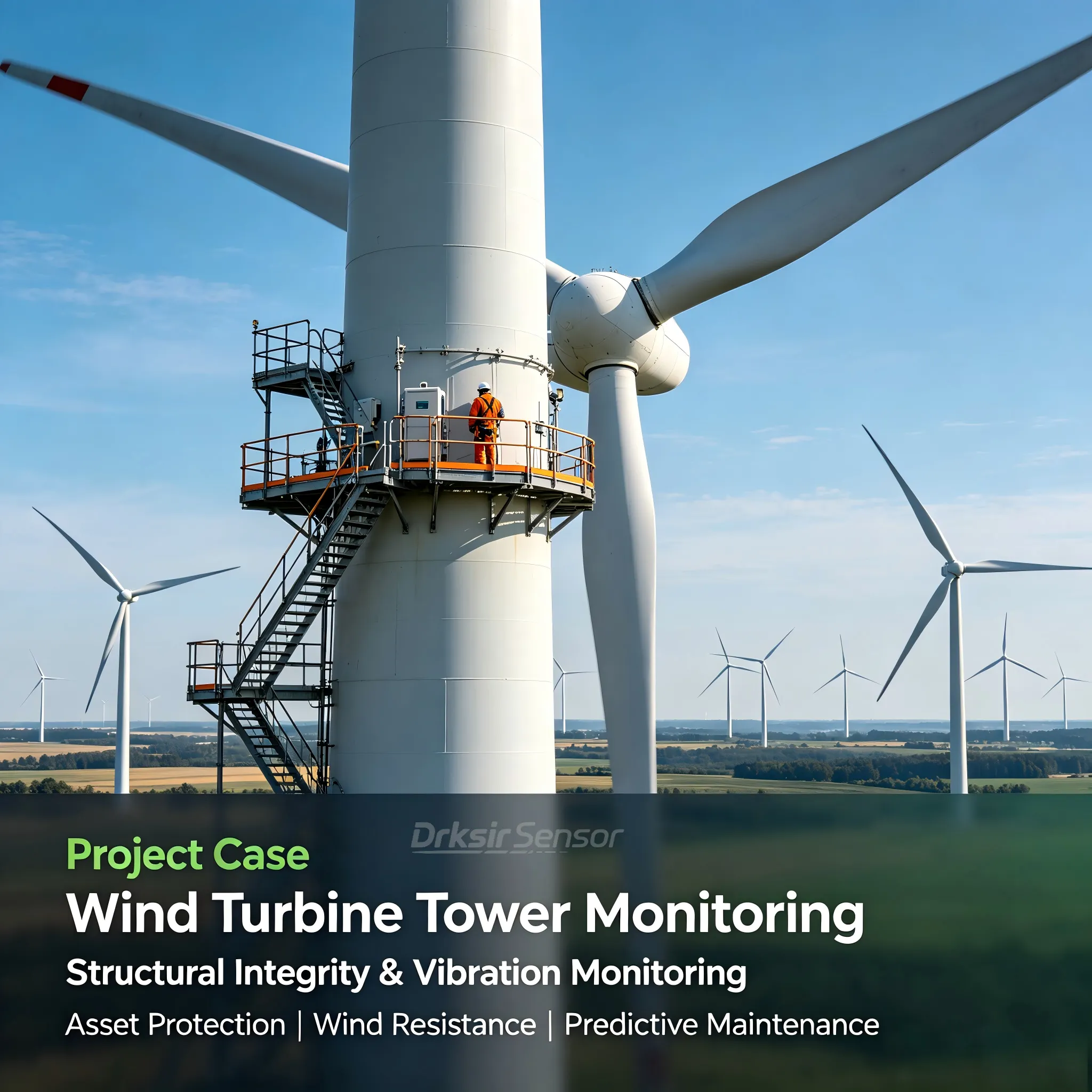 Wind Turbine Tower Tilt Monitoring with 0.005° RS485 Inclinometers